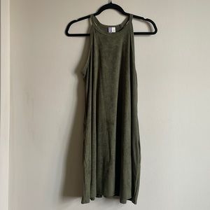 Francesca’s Velvet Olive Green Dress **With pockets!!**